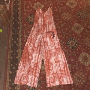 Pink tie dye jumpsuit with ties
